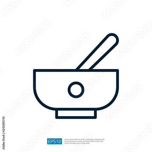 Simple Icon Of A Bowl With A Spoon Stirring Ingredients Representing Cooking And Culinary Arts In Modern Minimalist Design