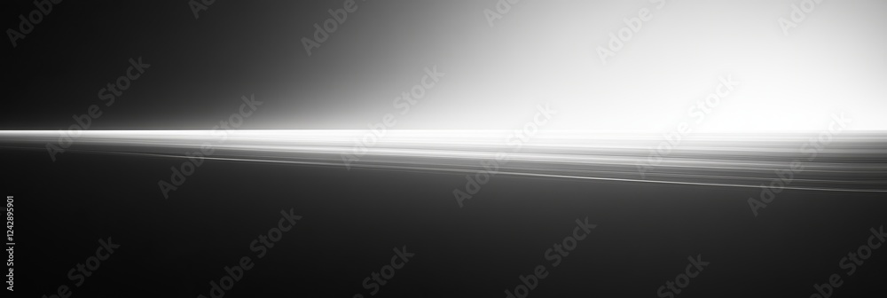 Abstract black and white banner with smooth gradient and light streaks creating a calming background effect Abstract black and white banner with smooth gradient and light streaks creating a calming background effect