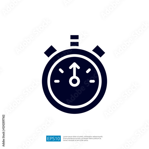 Simple Stopwatch Icon Symbol Representing Cooking Timer for Kitchen and Culinary Time Management in Food Preparation Activities