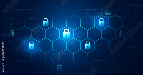 Data protection privacy concept. Cyber Data. Cyber security internet and networking.Padlock icons on  binary code background.