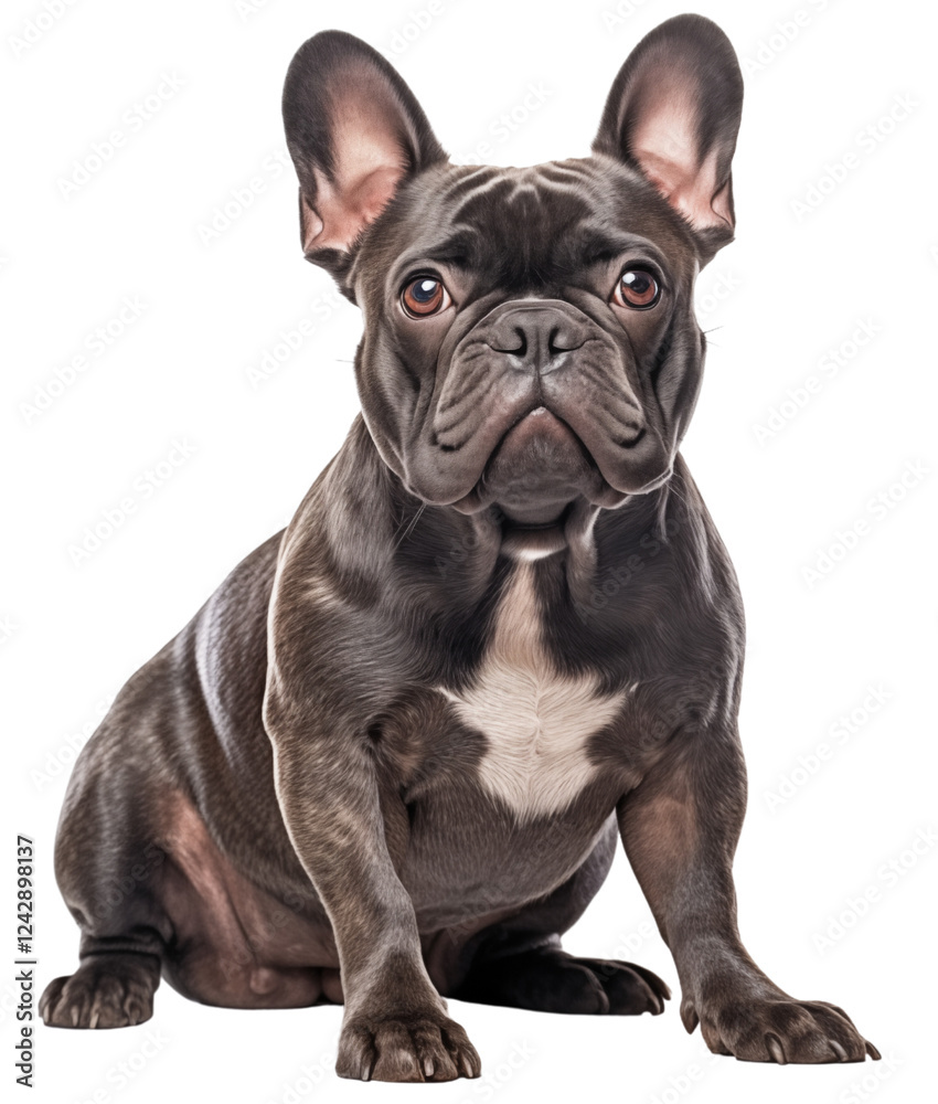 full body of realistic black bulldog isolated on transparent background. Generative ai full body of realistic black bulldog isolated on transparent background. Generative ai