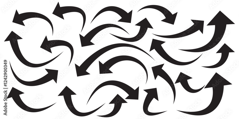 Set of curved arrows isolated on white background. Curved arrow, hand drawn curved arrows. Set long black curve arrow icon vector . black curve arrow icon set. long arrow icon set. curve arrow vector. Set of curved arrows isolated on white background. Curved arrow, hand drawn curved arrows. Set long black curve arrow icon vector . black curve arrow icon set. long arrow icon set. curve arrow vector.