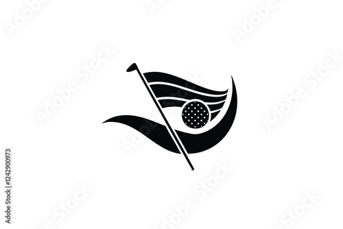 Stylish Golf Club Logo with Flag