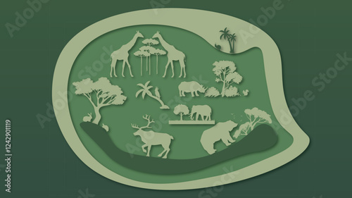 Pink background design with pine trees and moose. Vector illustration.
