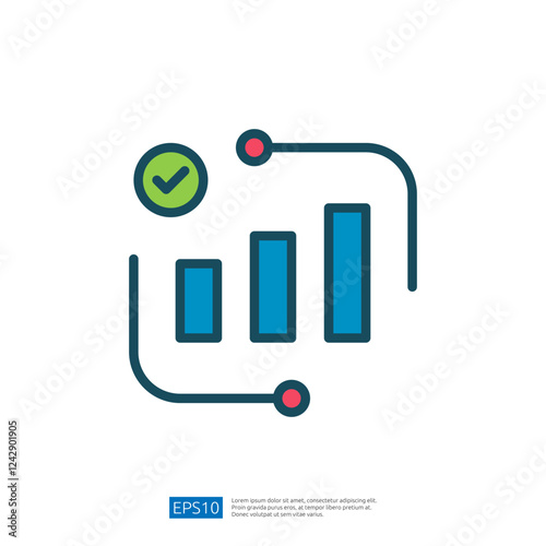 Data Analysis Icon Featuring Growth Metrics With Bar Graph And Success Indicators For Business Performance Tracking