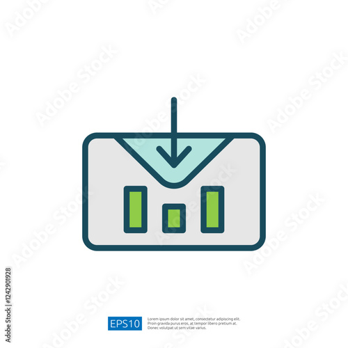 Modern Data Analytic Icon Representing Data Collection and Analysis in Technological and Business Environments