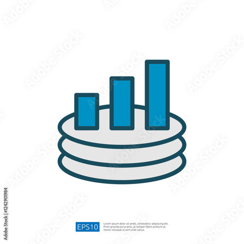 Data Analysis Concept With Bar Graph Increasing Over Stacked Coins Representing Financial Growth And Insights In Business