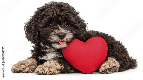 Havanese puppy with heart valentine's day celebration pet photography indoor studio adorable concept photo