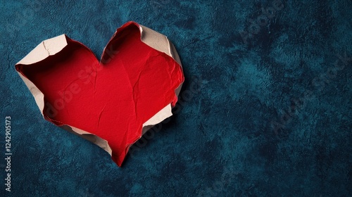 Valentine's day heart decoration abstract art style blue background gigapixel quality creative concept photo