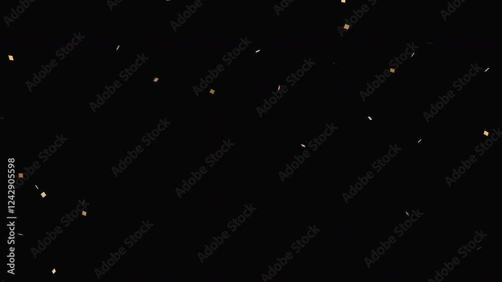 Motion graphics of gold confetti shooting out from the center.