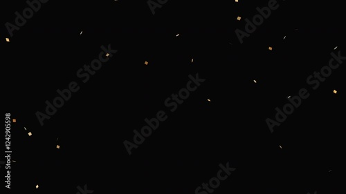 Motion graphics of gold confetti shooting out from the center.