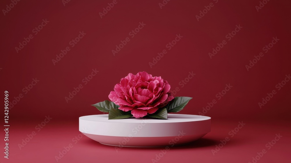 Valentine's day floral display white podium abstract art studio setting close-up heartfelt concept Valentine's day floral display white podium abstract art studio setting close-up heartfelt concept