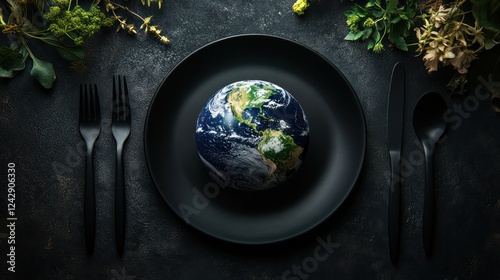 Fototapeta Naklejka Na Ścianę i Meble -  Our Planet, Our Responsibility: A Sustainable Future on a Plate