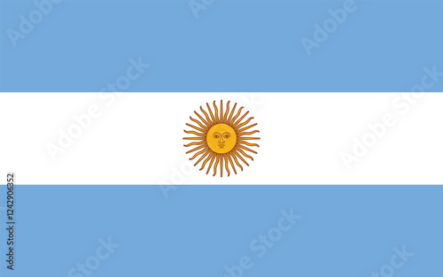 Argentina flag official colors and proportion digital vector illustration.