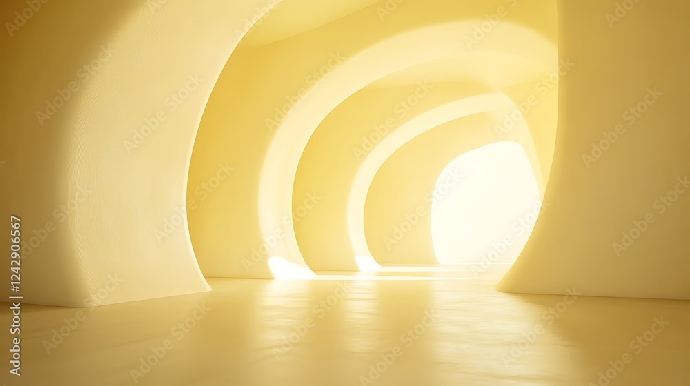 Obraz premium Yellow archway interior, light ahead