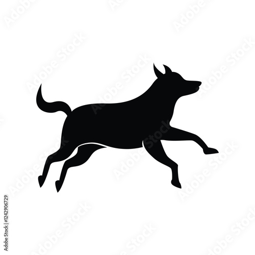 Wallpaper Mural dog jumping silhouette vector logo design template Torontodigital.ca