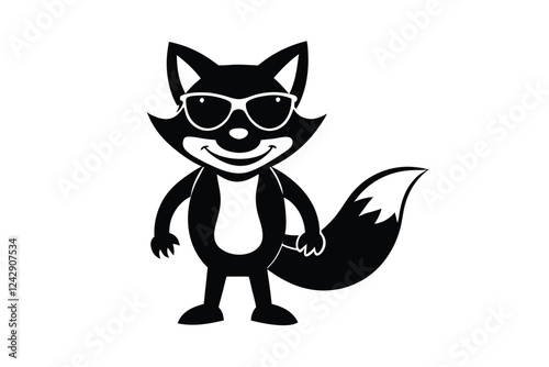  Vibrant Cartoon Fox Head Character with Sunglasses Vector Illustration