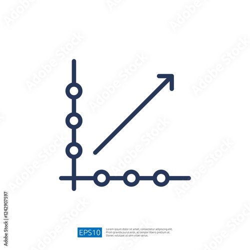 Stylized Line Graph Showing Growth Trend with Data Points and Upward Movement Indicating Positive Performance in Business Analytics