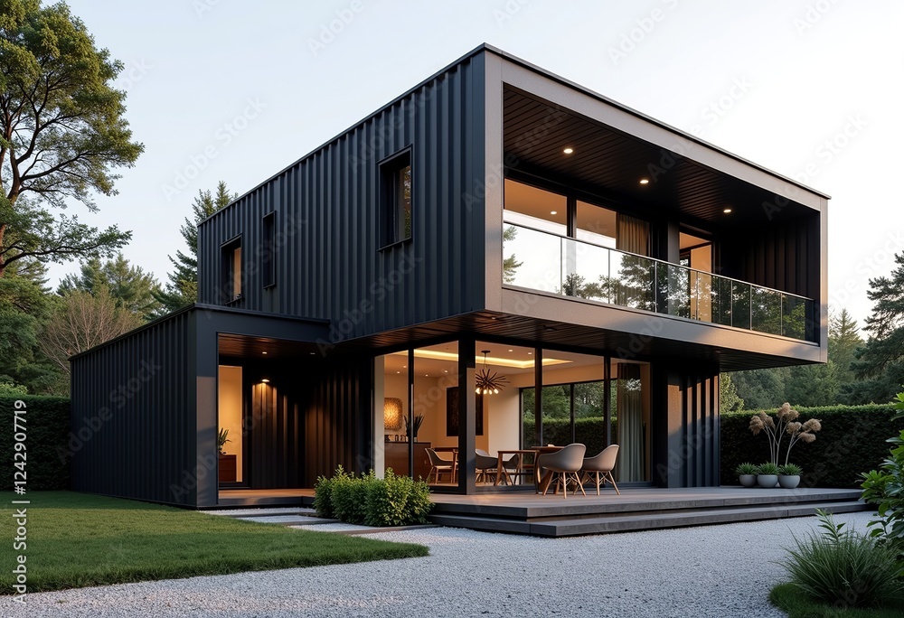 Modern Container Home Amidst Jungle: Sustainable Architecture, Black & Gray Design, Tropical Oasis, Prefab Structure, Nature Integration, Eco-Friendly Living, Contemporary Style, Lush Greenery.
Modern Container Home Amidst Jungle: Sustainable Architecture, Black & Gray Design, Tropical Oasis, Prefab Structure, Nature Integration, Eco-Friendly Living, Contemporary Style, Lush Greenery.