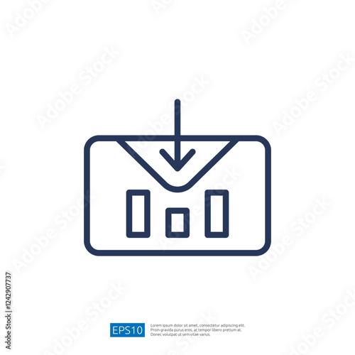 Simple Analytical Icon Representing Data Processing Through Graphic Elements and Structured Information for Analysis Purposes