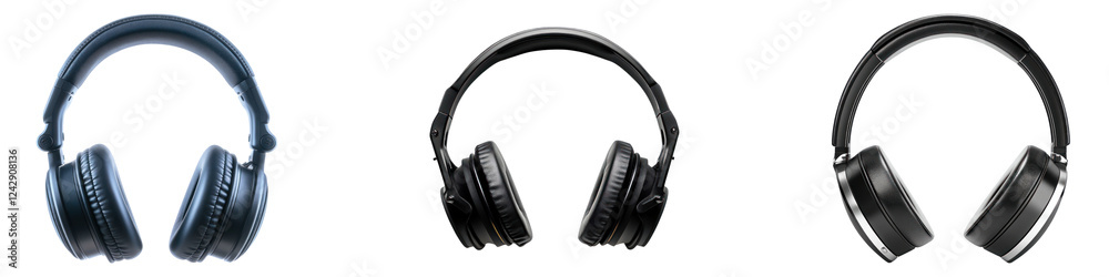 Headset isolated on transparent background, PNG, Set of Headset isolated on transparent background, PNG, Set of