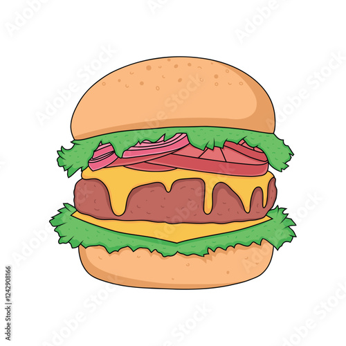 burger double cheese color vector