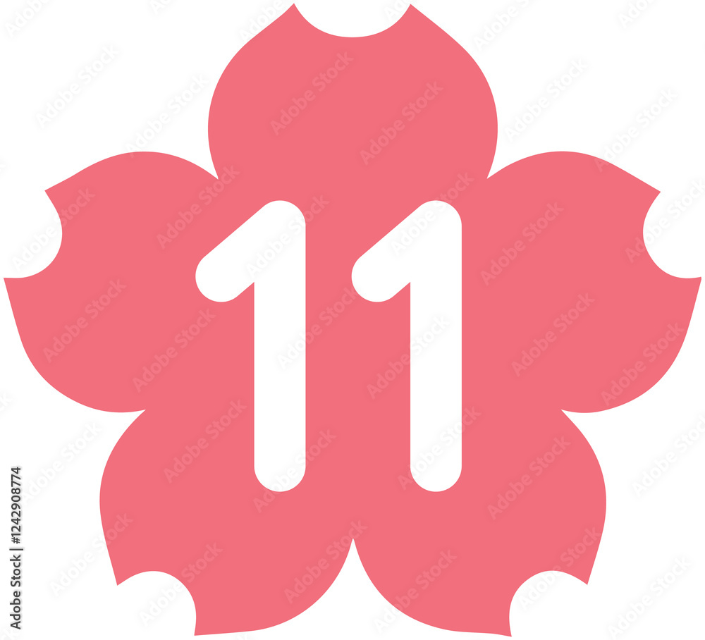 Fototapeta premium Flower shaped calendar number 11