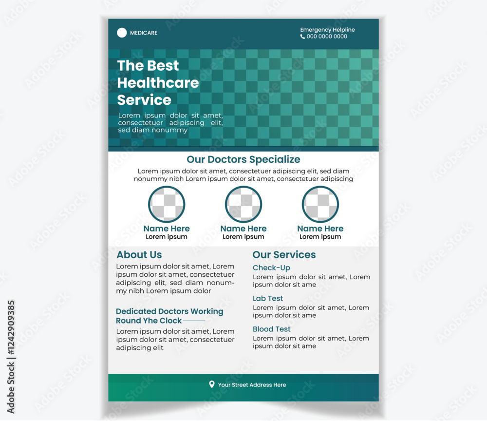 Naklejka premium Corporate medical flyer design template a4 size