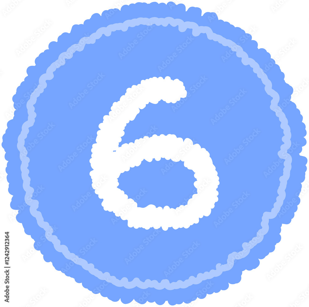 Fototapeta premium Doodle Calendar Round Shape Number 6 