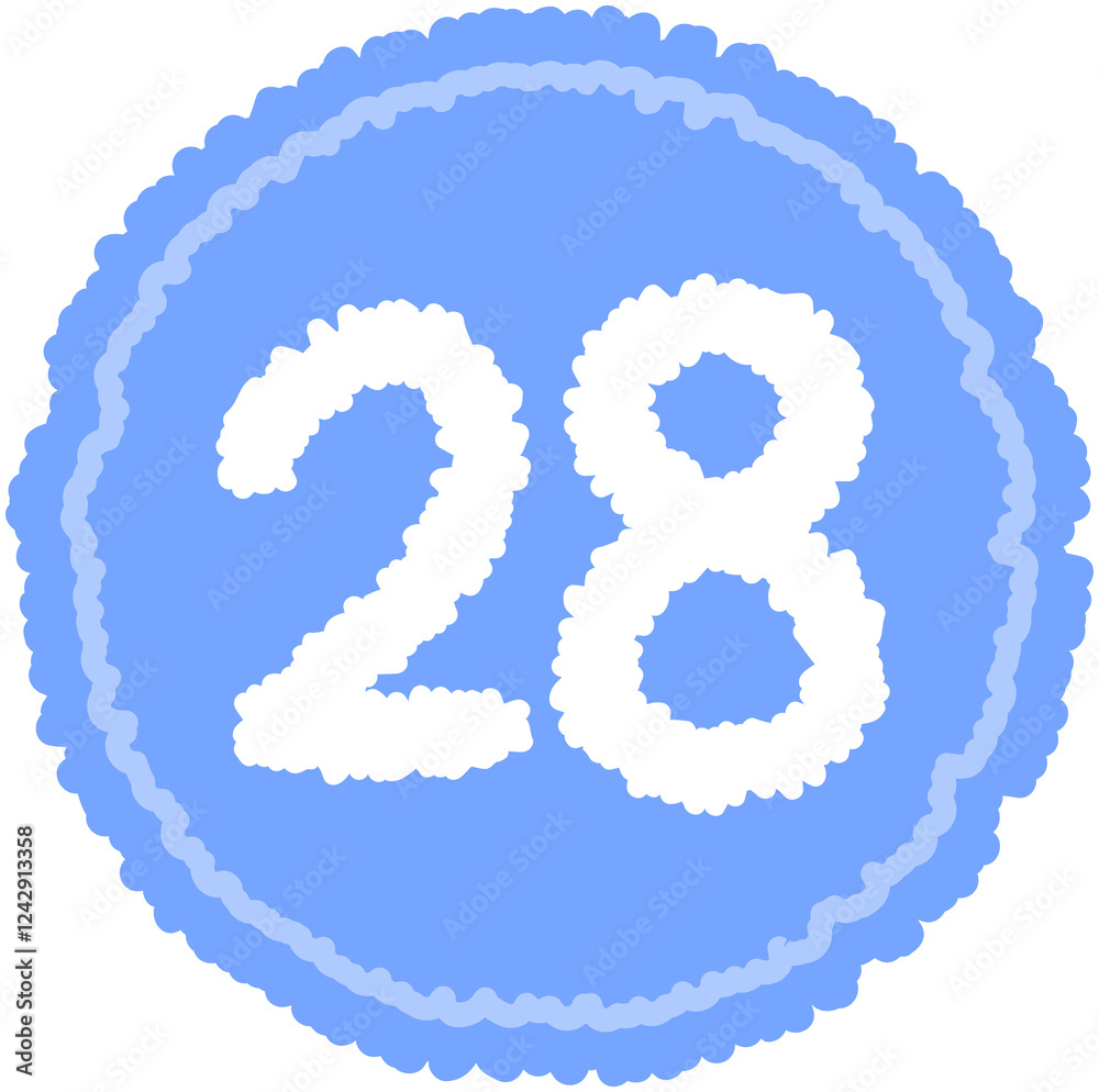 Fototapeta premium Doodle Calendar Round Shape Number 28 