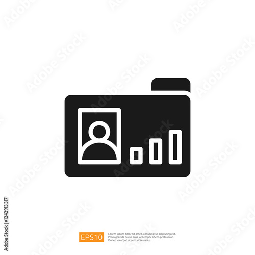 Data Analyst Icon Representing User Profile and Graphical Analysis in Business and Technology Context