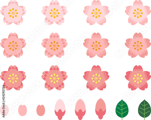 カラフルな桜の花のセットその3