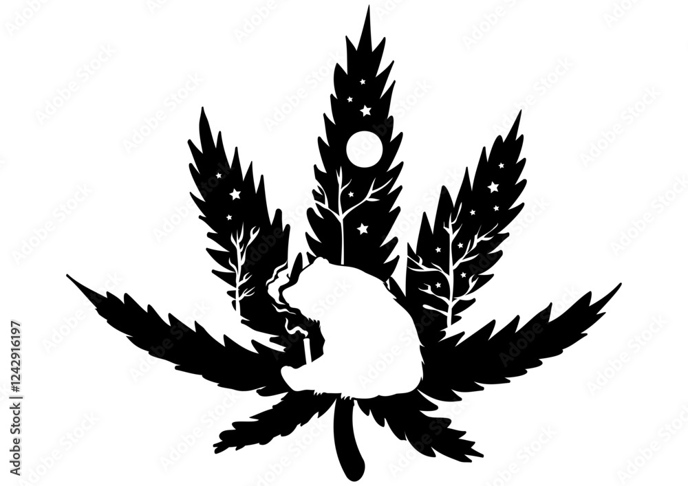 Obraz premium Bear Marijuana Smoking