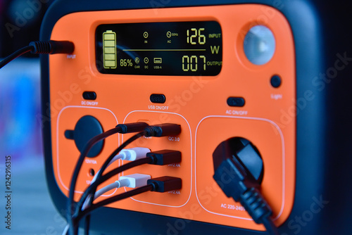 Bild auf Leinwand Portable charging station with cables connected