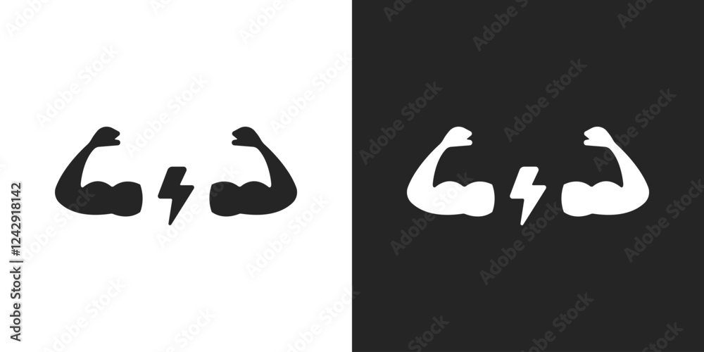 Strong gym sign black and white icon vector design