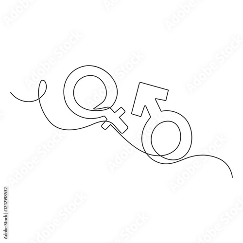 one line drawing of male and female gender sign icons.