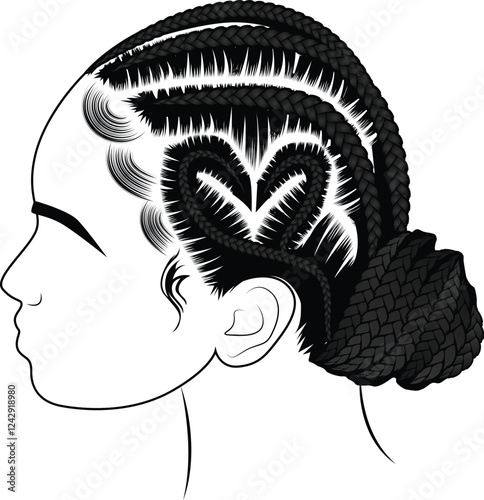 African women braids hair black vector illustration
