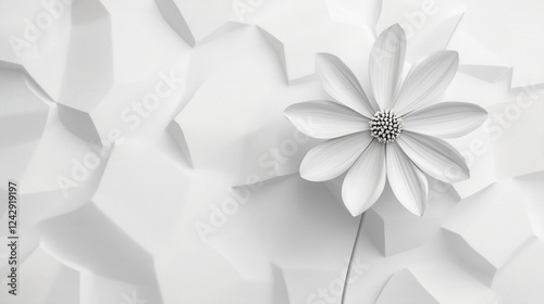 Elegant White Flower on Geometric Abstract Background