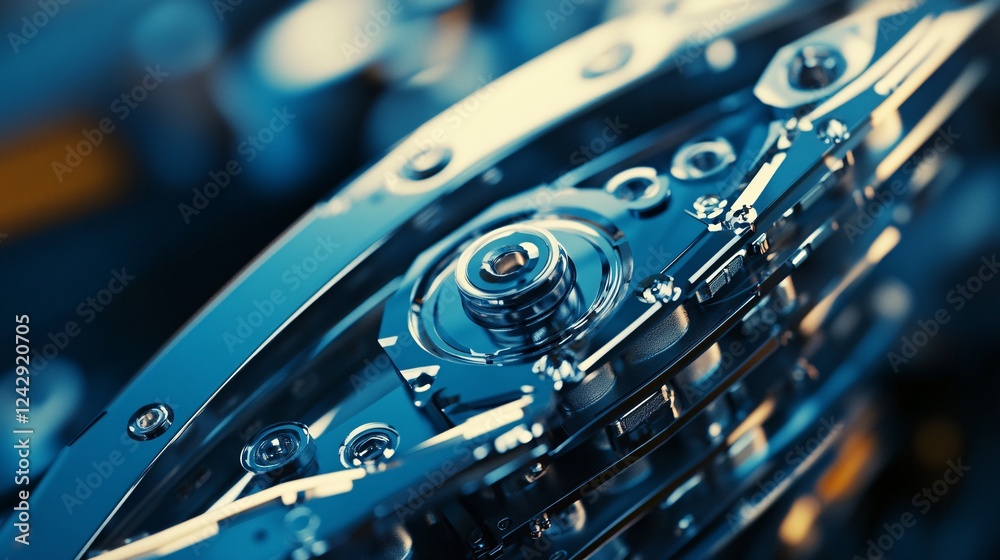 Hard drive mechanism showing close up details of data storage Hard drive mechanism showing close up details of data storage