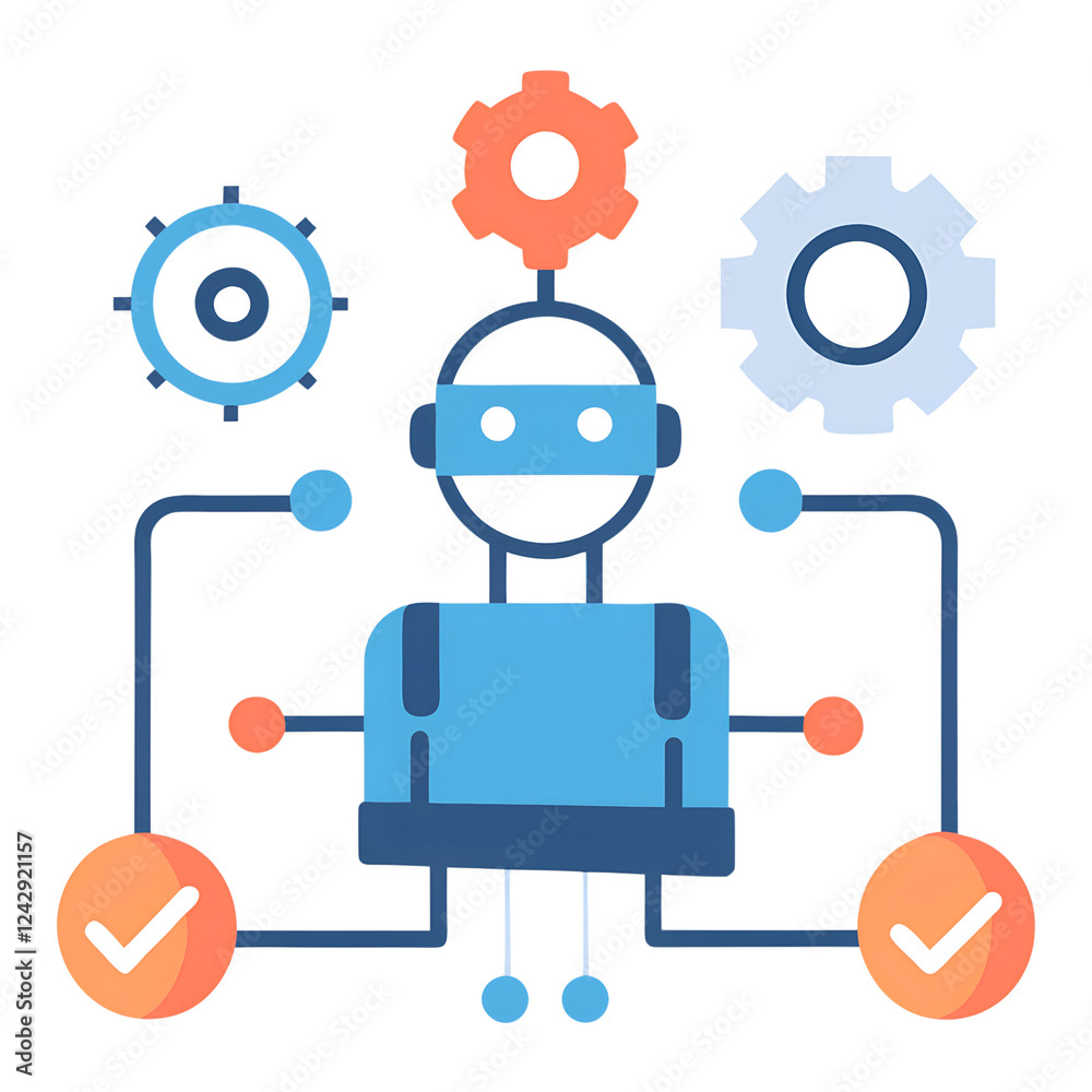 Business automation infographic illustrating AI-powered workflow Business automation infographic illustrating AI-powered workflow
