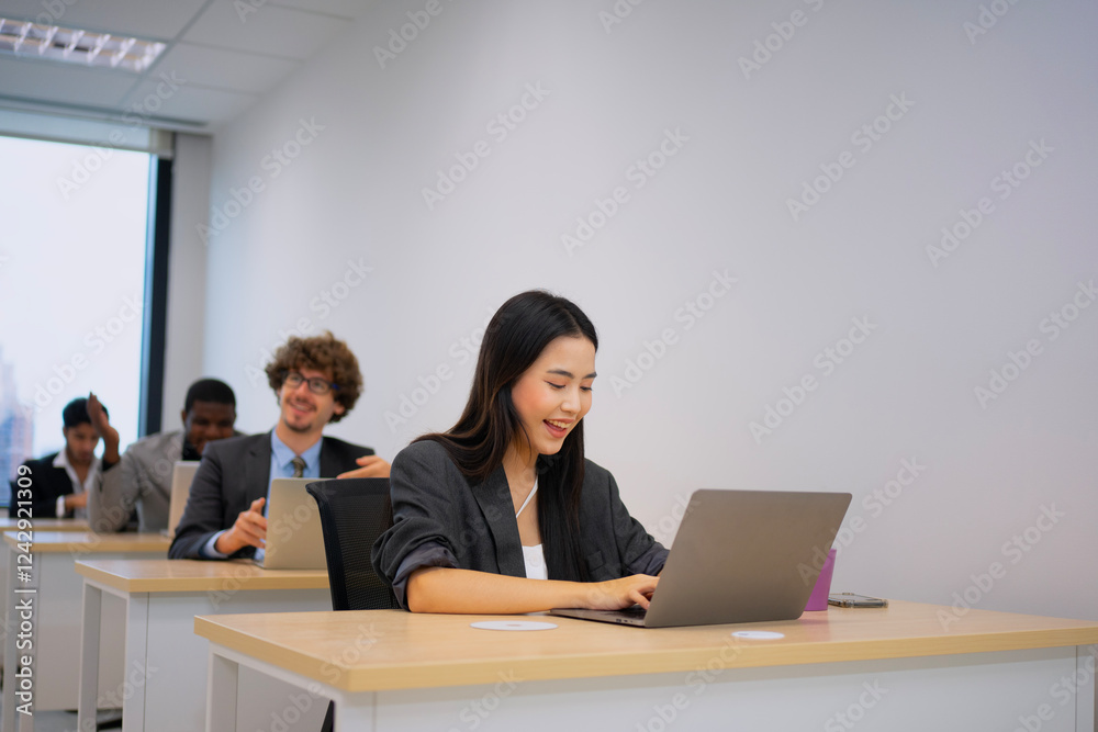 Business people work with digital device. Business people work with digital device.