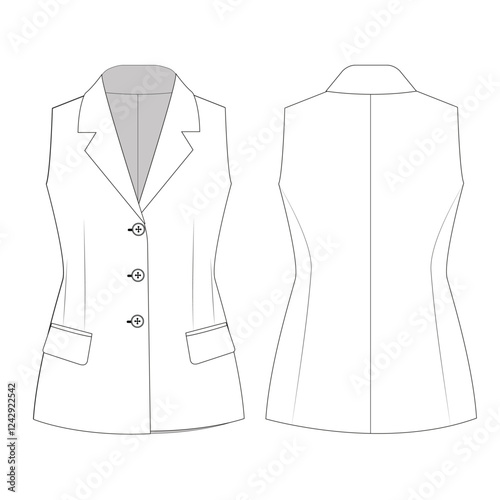 woman vest mockup template clothing vector design