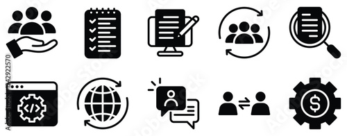 Digital Nomad Icon Set Versatile Solid Style Collection for Remote Work and Travel