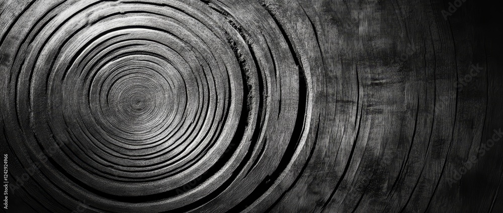 Concentric circles, dark wood texture, abstract background, design element Concentric circles, dark wood texture, abstract background, design element