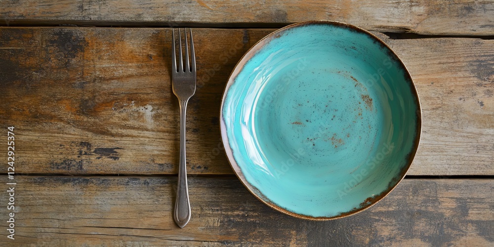 Rustic Table Setting with Blue Plate and Fork Rustic Table Setting with Blue Plate and Fork