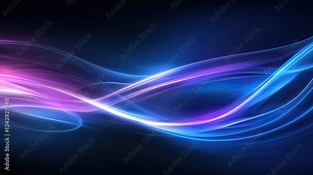 Naklejka premium Abstract Blue and Purple Flowing Light Waves