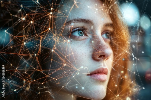 Exploring the depths of virtual connections through a young woman's gaze photo