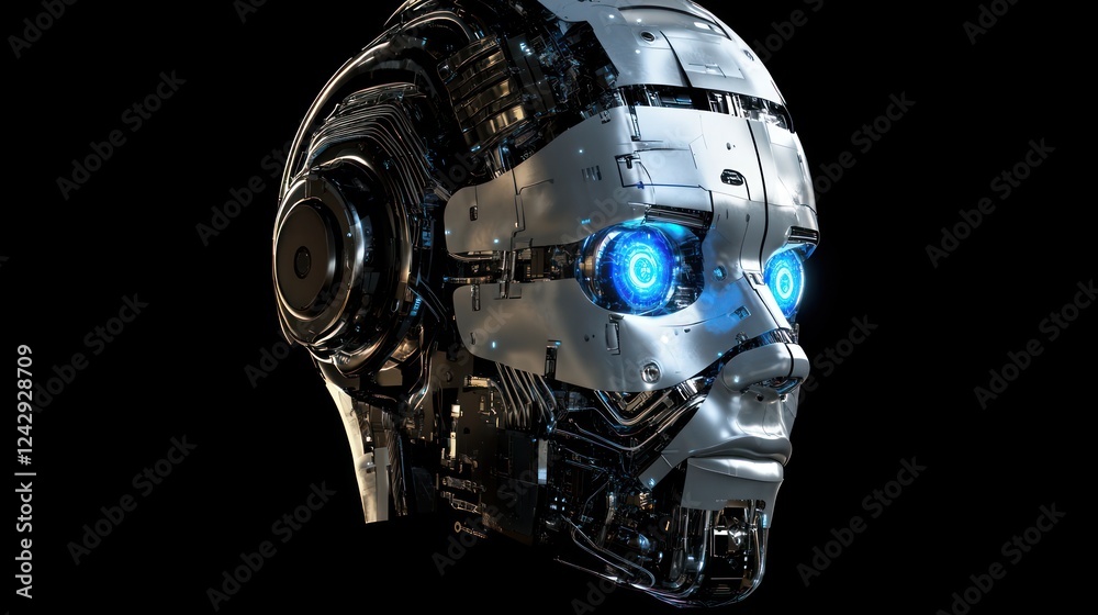 Advanced Robotic Head Design With Futuristic Technology