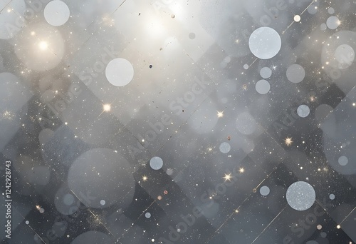 Abstract Grey Background with Sparkling Lights and Circles photo