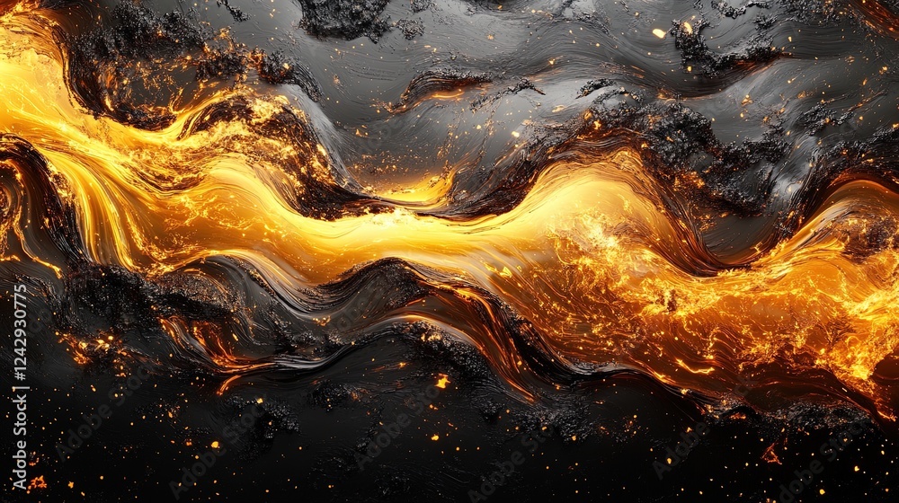 A molten metal texture with fiery iron flows and glowing highlights A molten metal texture with fiery iron flows and glowing highlights